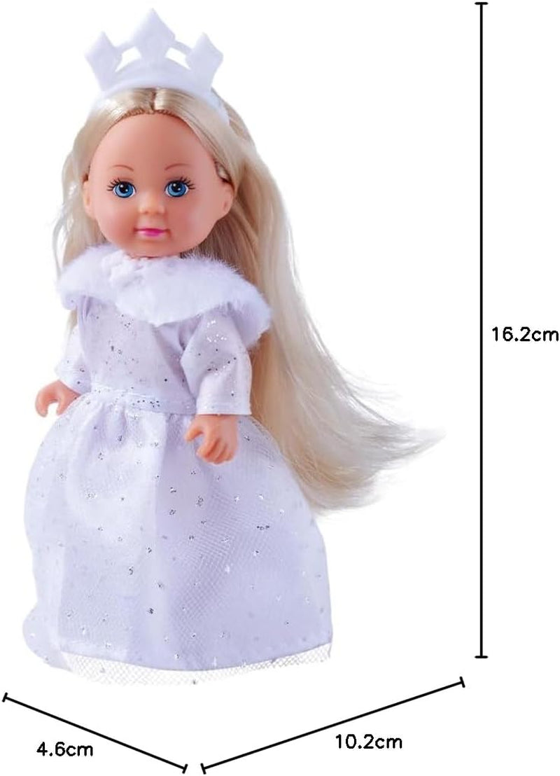 Simba Evi Princesa de los sueños del amor, muñeca con un vestido de invierno de ensueño con adornos de piel y elementos brillantes, 12 cm, 3 años en adelante