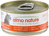 Almo Nature HFC Jelly - Comida húmeda para gatos adultos - Salmón y Zanahoria - Calidad humana, Sin gluten - 6 x 70g