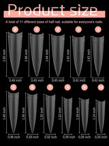 EBANKU 500 puntas de uñas postizas artificiales, gel suave mate, puntas transparentes, puntas de uñas artificiales para extensiones de uñas, juego de uñas postizas, 12 tamaños-A