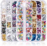 7 Boxen Strasssteine ​​​​Nägel, Nail Art Kit Strass Nagelglitzer Paillettes Nagel-Edelsteinen Kristalle Perlen Diamanten Metall Nieten Für DIY Dekoration Nageldesign (Multicolor)