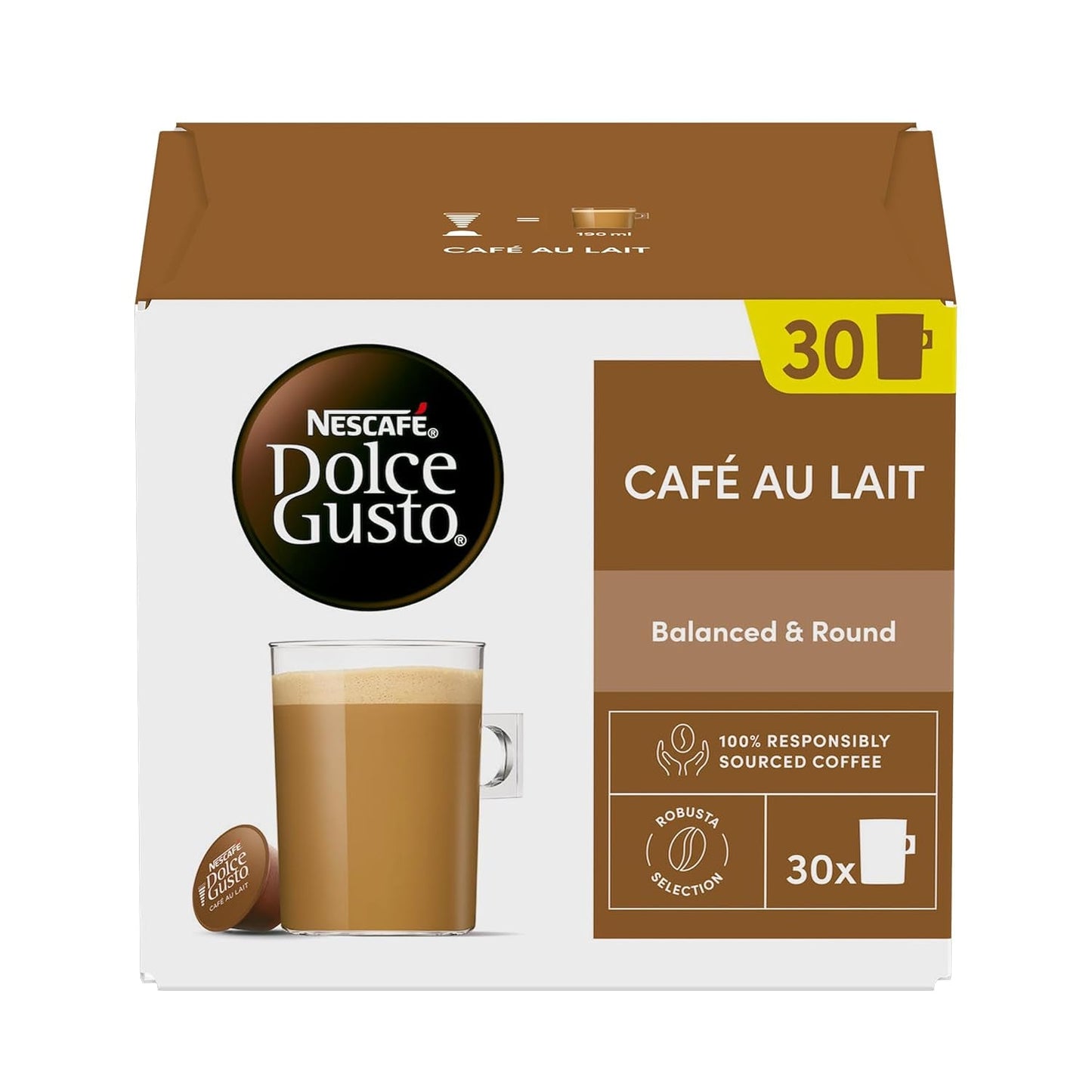 NESCAFÉ Dolce Gusto Cafe au Lait Kaffeepads, 30 cápsulas (30 porciones)