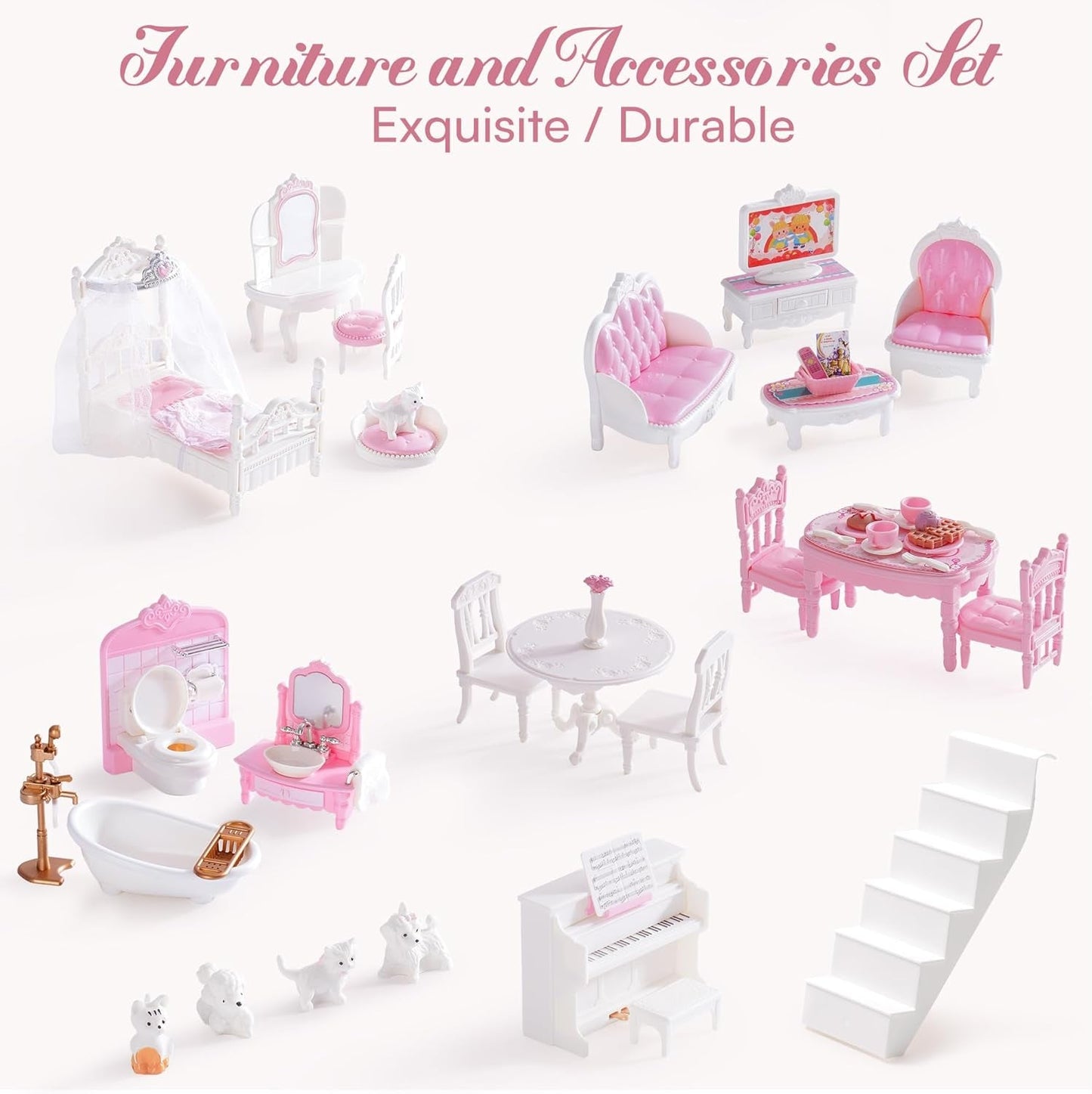 ROBUD Casa de muñecas de madera para niños, casa de muñecas, juguete de regalo para niñas y niños de 3, 4, 5 y 6 años