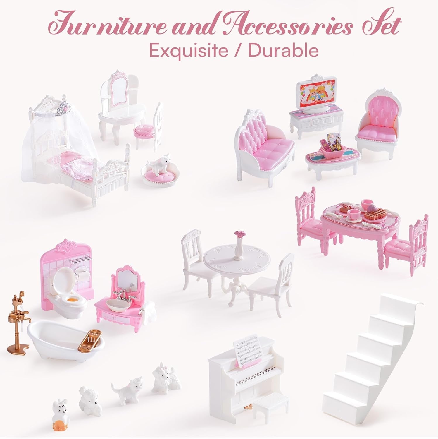 ROBUD Casa de muñecas de madera para niños, casa de muñecas, juguete de regalo para niñas y niños de 3, 4, 5 y 6 años