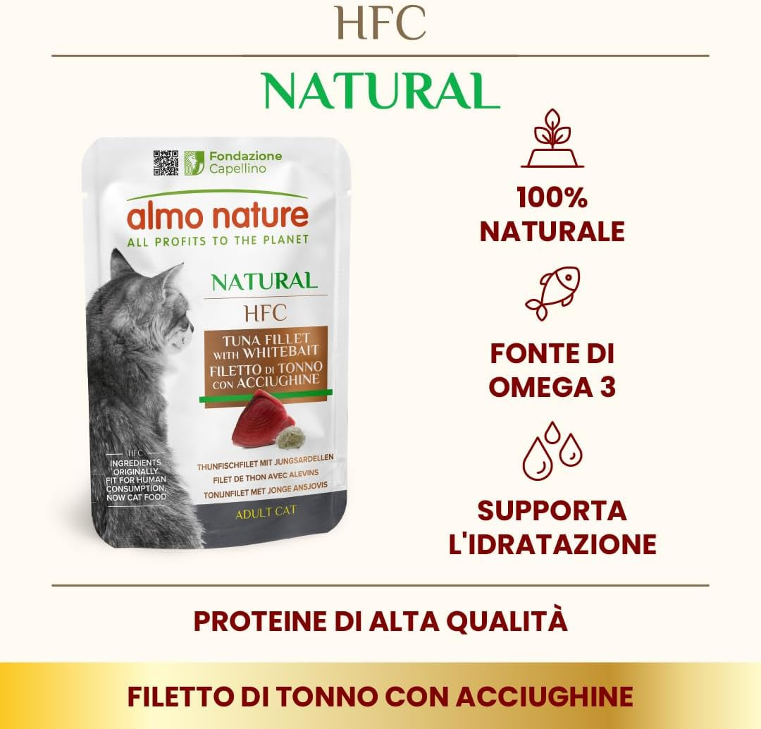 almo Nature HFC Natural - Comida húmeda para gatos - con pollo - Calidad humana, Sin gluten, Monoproteína - 55g, paquete de 6