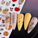 Pegatinas de uñas de otoño 3D, pegatinas de uñas de hojas de calabaza, líneas geométricas, flores, pegatinas de uñas, diseño del día de Acción de Gracias, pegatinas de uñas de calabaza de otoño, accesorios de uñas, arte de uñas