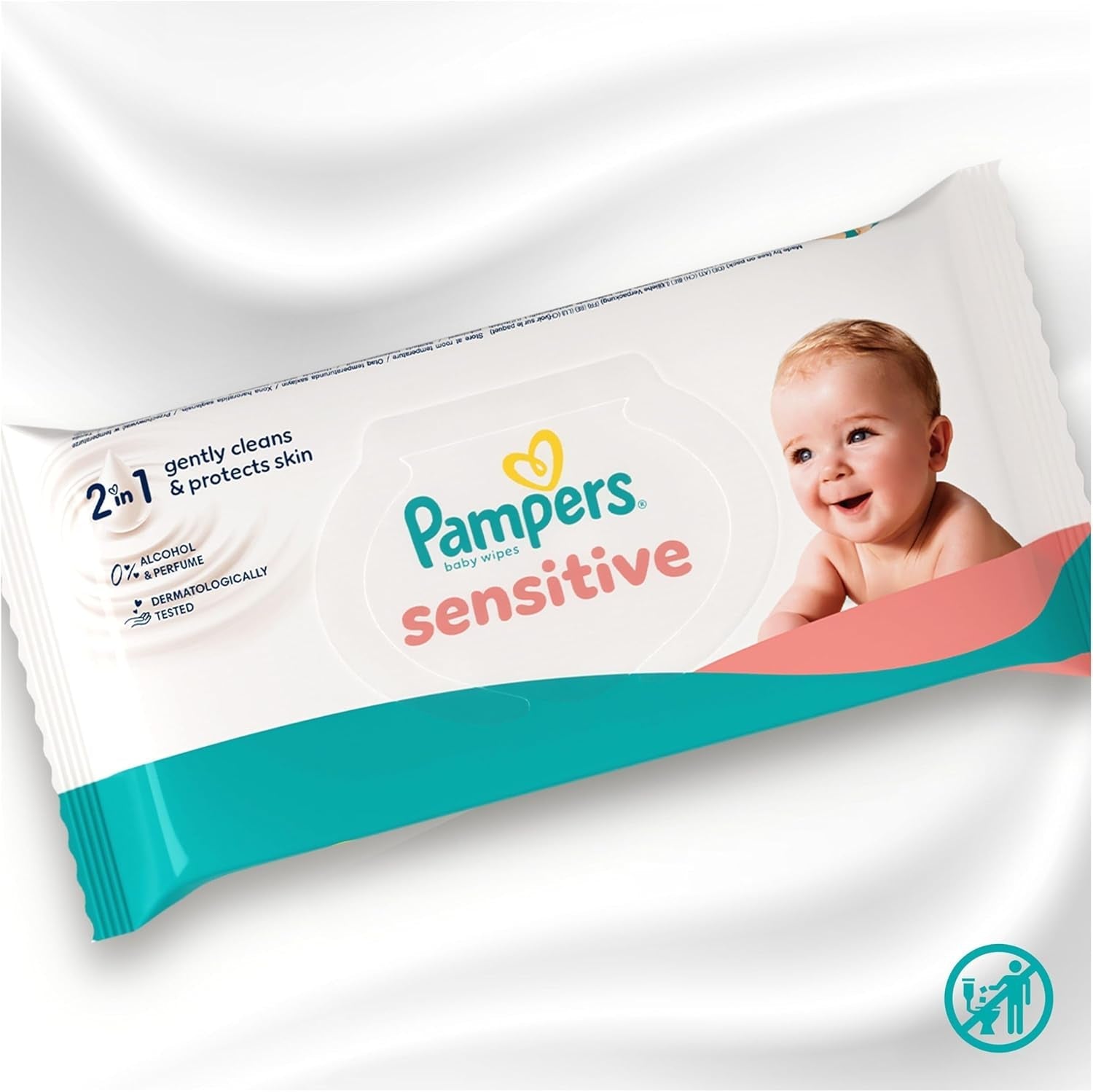 Toallitas para bebé Pampers Sensitive, paquete de 15 de 80 toallitas, 1200 toallitas para bebé, limpieza suave y protección de la piel 2 en 1