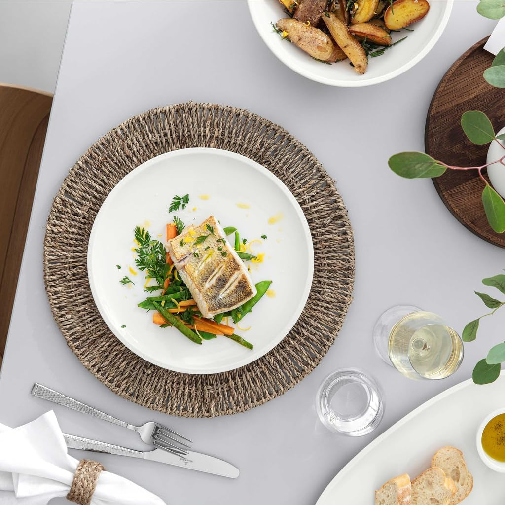Villeroy & Boch - Artesano Vajilla para 2 6 Piezas, Blanco, Apto para Lavavajillas, Microondas, Juego de Cubiertos, Juego de Platos, Platos Llanos, Platos de Desayuno, Platos Llanos, Porcelana Premium