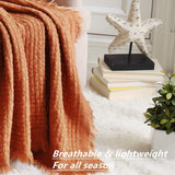CREVENT Manta de Punto Óxido para Sofá Sofá Silla Cama Decoración del Hogar Suave Cálida Acogedora Ligera Primavera Verano Otoño (127,8 X 152,4 cm Caramelo/Marrón/Naranja Quemado) CREVENT Camas y Mantas