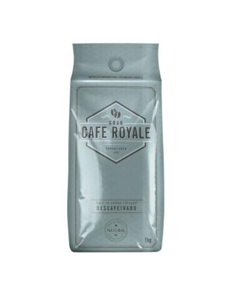 Gran Café Royale Descafeinado - 100% Café Tostado - 1 kg Grano o Molido - Paquete Económico 10 kg (10 x 1 kg)