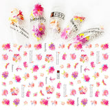 JMEOWIO Nagelsticker Frühling Blume 9 Blatt Nagelaufkleber Selbstklebend Rosa Blüte Nail Art Sticker Decoración Nageldesign Zubehör