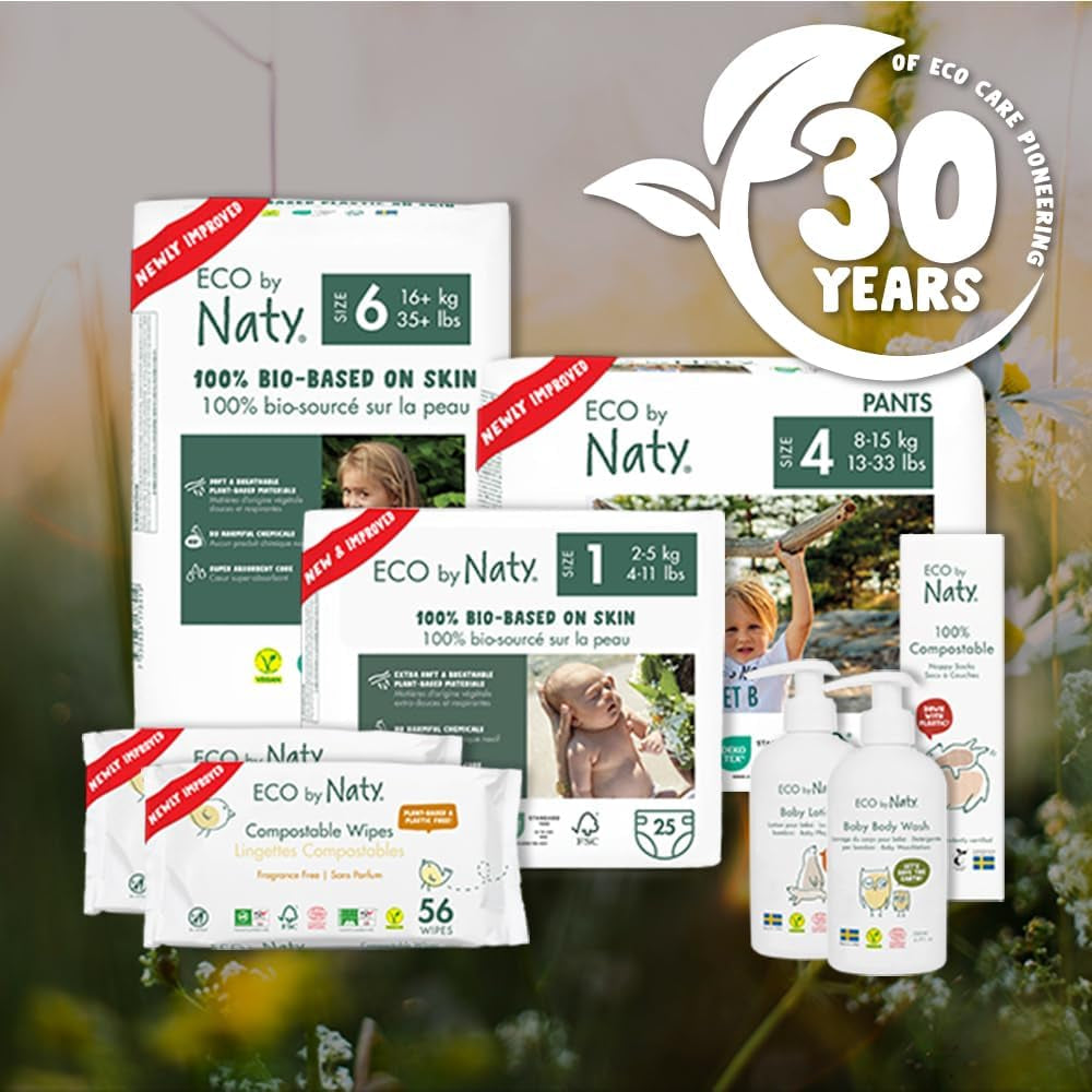 Pañales Eco Eco by Naty Baby Eco Pañales: pañales orgánicos de primera calidad, ecológicos, elaborados con materiales de origen vegetal, ideales para la piel sensible del bebé (tamaño 5 - 80 piezas)