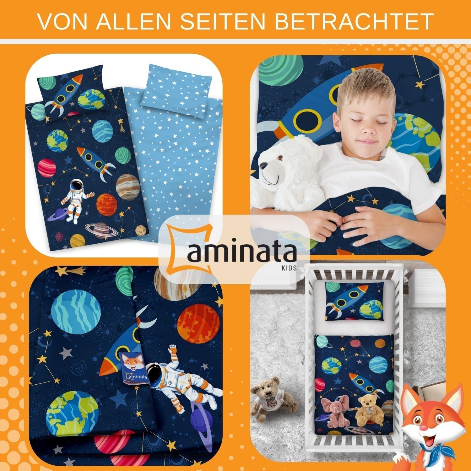 Aminata Kids ropa de cama infantil, espacio exterior, algodón Ropa de cama - infantil Naty Shop