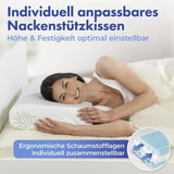Almohada de soporte para el cuello viscosa Maximex, Almohada de soporte transpirable con relleno de espuma ergonómico, Almohada de soporte para el cuello ajustable en altura y altura para un sueño reparador, Con aloe vera Almohadas estándar Naty Shop