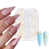 GZMAYUEN Nail Art Perlen Micro Caviar para uñas, 0,3-3 mm Goldene Silber Mini Caviar Strasssteine, Weiß Beige Mini Nägel Perlen Mikroperlen Dekor para uñas