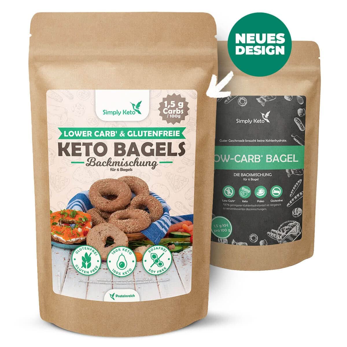 Mezcla para hornear bagel Simply Keto Lower Carb* para una dieta baja en carbohidratos* y cetogénica - sin lactosa ni gluten - 335 gramos Naty Shop Kitchen