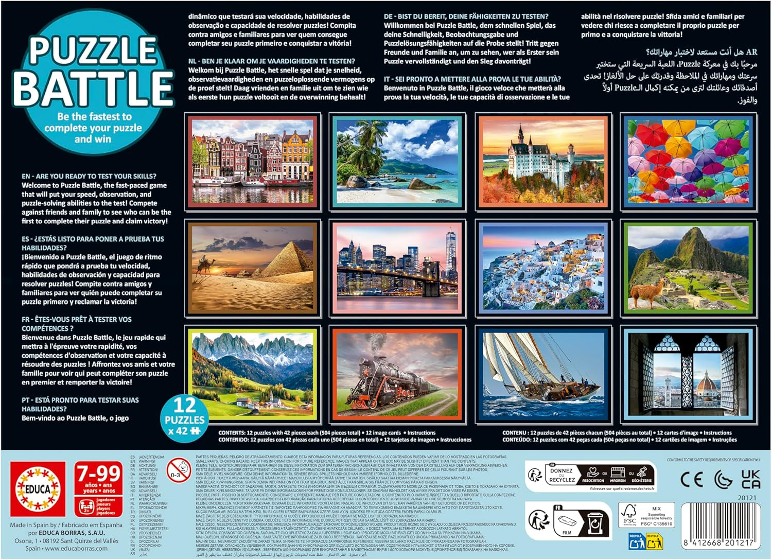 Educa - Rompecabezas de paisajes de batalla. Una auténtica batalla de piezas | Sé el primero en completar el rompecabezas para convertirte en el ganador. A partir de 7 años (20121) Puzzle Naty Shop
