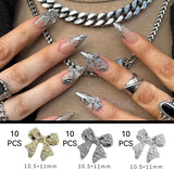 30 lazos de metal para uñas, lazos dorados, plateados y grises, accesorios para uñas, decoraciones de uñas para mujeres y niñas, diseño de uñas