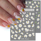 5D en relieve margaritas blancas pegatinas de uñas flores pegatinas de uñas flores pegatinas autoadhesivas pegatinas de arte de uñas margaritas accesorios de decoración de uñas pegatinas de diseño de flores arte de uñas