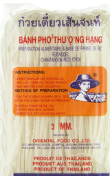 Fideos de arroz - tailandeses, fideos de cinta de arroz de 3 mm de ancho, hechos con harina de arroz - 17 x 400 g