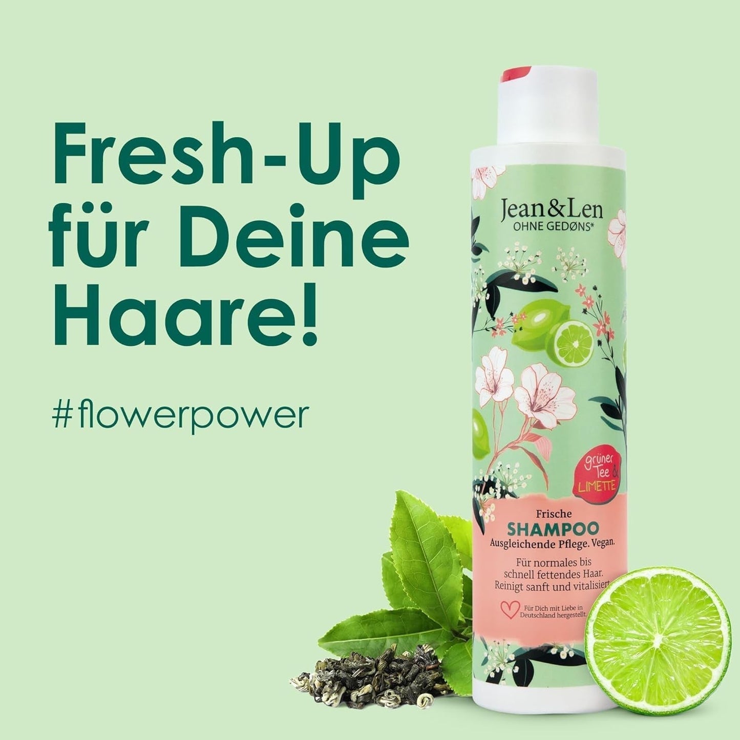 Jean & Len Green Tea & Lime champú hidratante, para cabello normal a graso, 300 ml Ducha y baño Jean & Len Green Tea & Lime