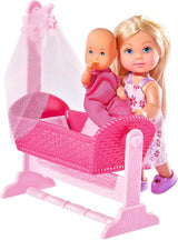 Simba 105736242 - Evi Love Doll Cradle 2 Surtido Evi como Niñera con Cuna y Baby Fashion Doll 12cm para 3 años en adelante