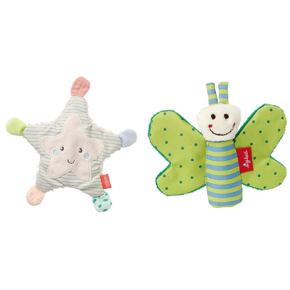Fehn Estrella de mar crepitante - juguete para agarrar y jugar para bebés y niños pequeños a partir de 0 meses & SIGIKID 41179 juguete para agarrar mariposa estrellas rojas y verdes Juguetes para bebés Naty Shop Default title