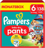 Pañales Pampers Paw Patrol Pants talla 5 (12-17Kg) Baby-Dry, Junior con bolsillo Stop and Protect, CAJA MENSUAL, 160 pañales Naty Shop