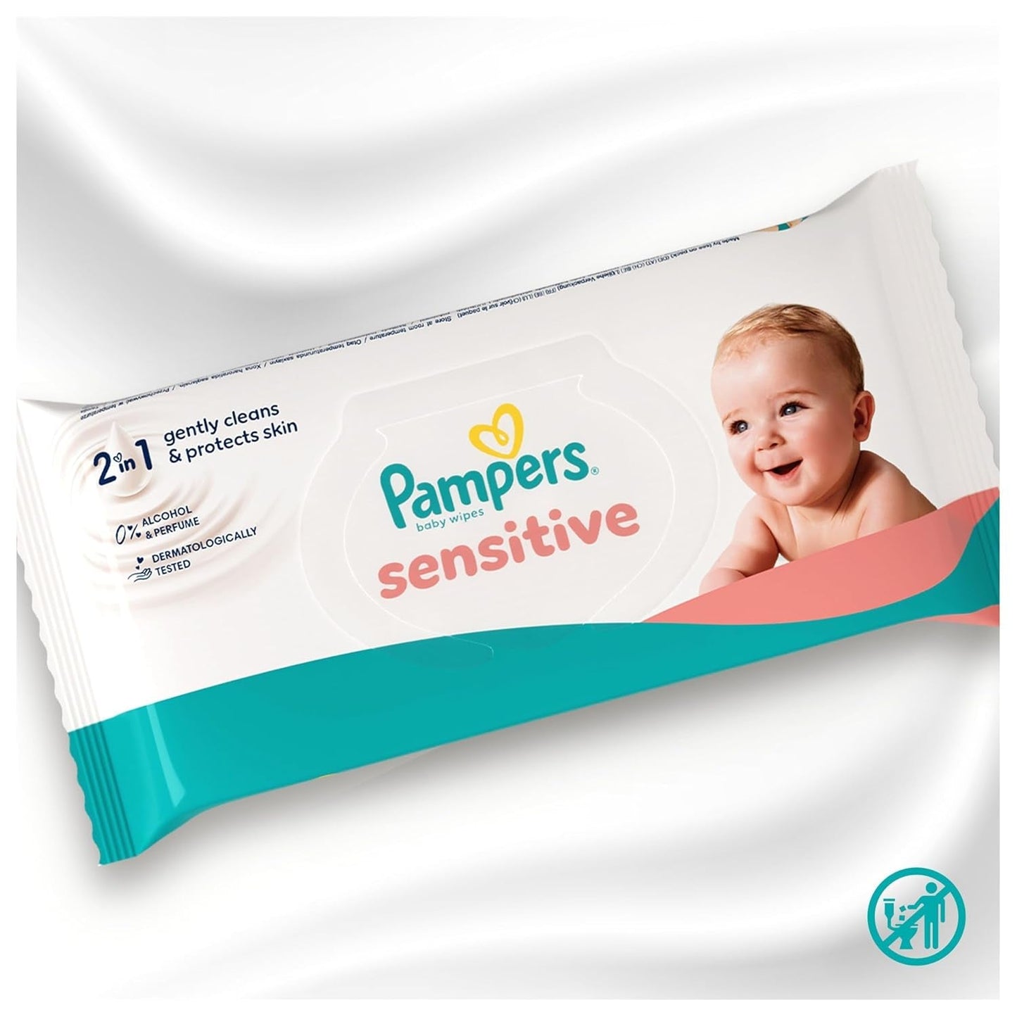 Toallitas húmedas Pampers Sensitive, 6 paquetes de 80 toallitas = 480 toallitas, sin perfume, para una limpieza suave y delicada