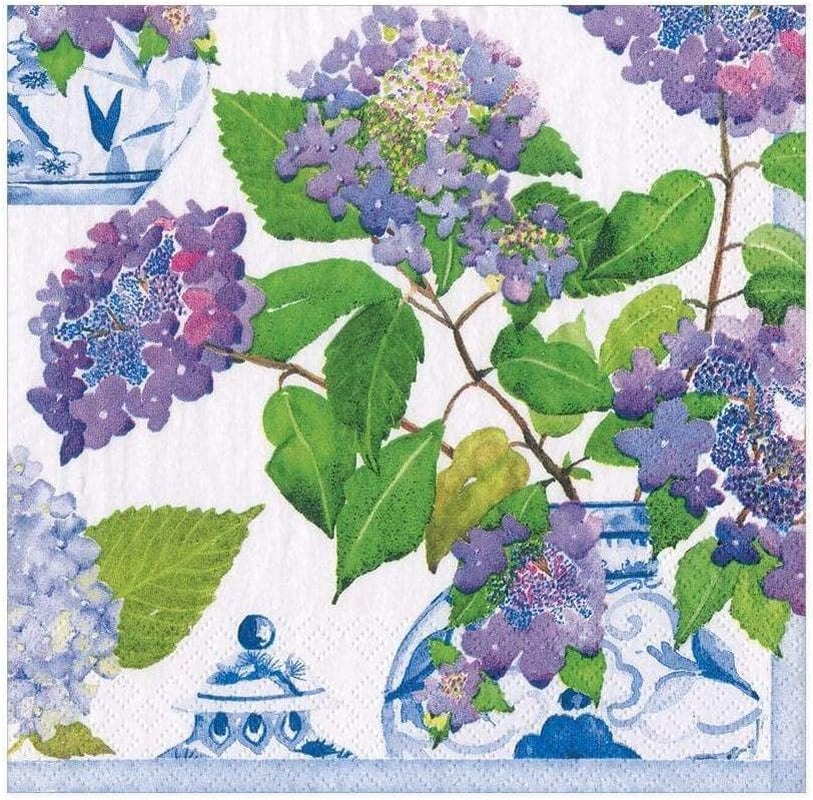 Servilletas de papel, hortensias y porcelana, 20 piezas por paquete