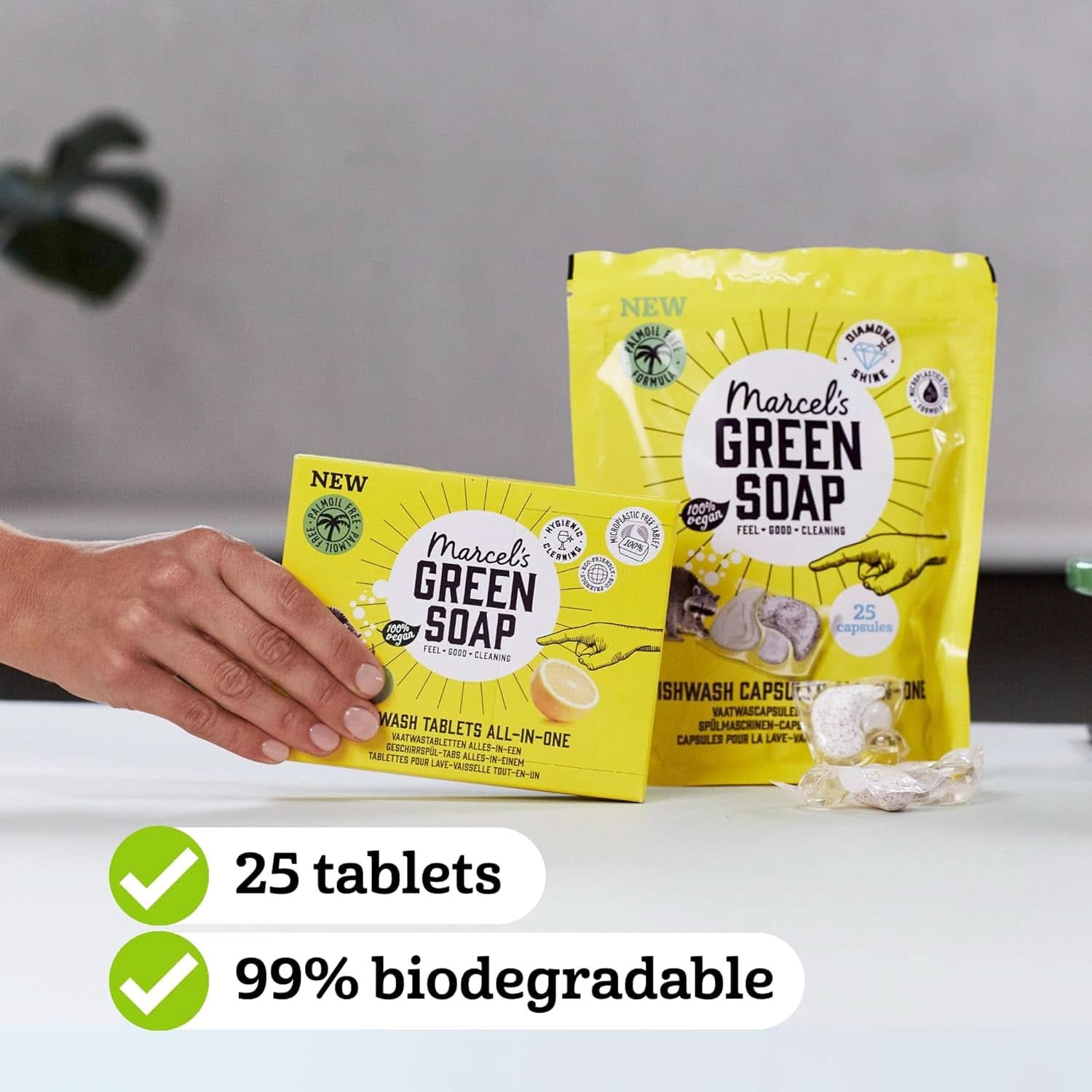 Marcel'S Green Soap Pastillas para Lavavajillas Todo en Uno - Pomelo y Lima - 25 unidades Detergentes de Cocina Naty Shop