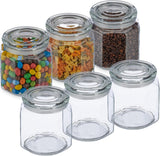 Relaxdays Tarros de Conservación con Tapa, Juego de 6 Tarros de Vidrio Octogonales de 1,3 L, Recipientes de Vidrio Herméticos, Cajas de Almacenamiento de Alimentos Transparentes Naty Shop Default Title
