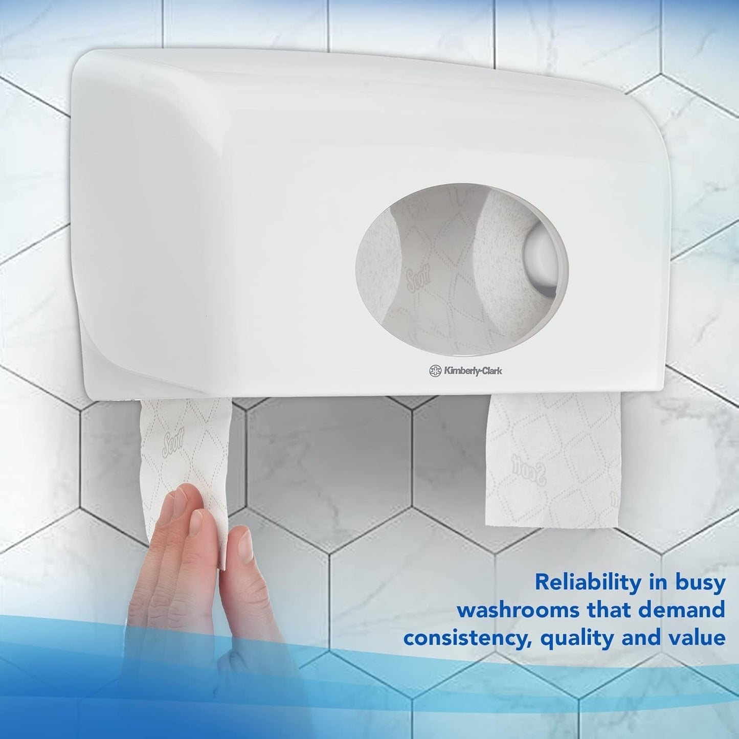 Papel higiénico Scott® Essentialtm 8519 Papel higiénico de fibra reciclada con certificación FSC blanco de 2 capas 64 rollos x 350 hojas (total 22,400 hojas)