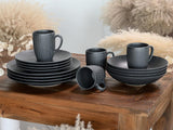 CreaTable, 20537, Vesuvio Black Series, Vajilla de 16 piezas, Servicio combinado de porcelana, Apto para lavavajillas y microondas, Hecho en Portugal