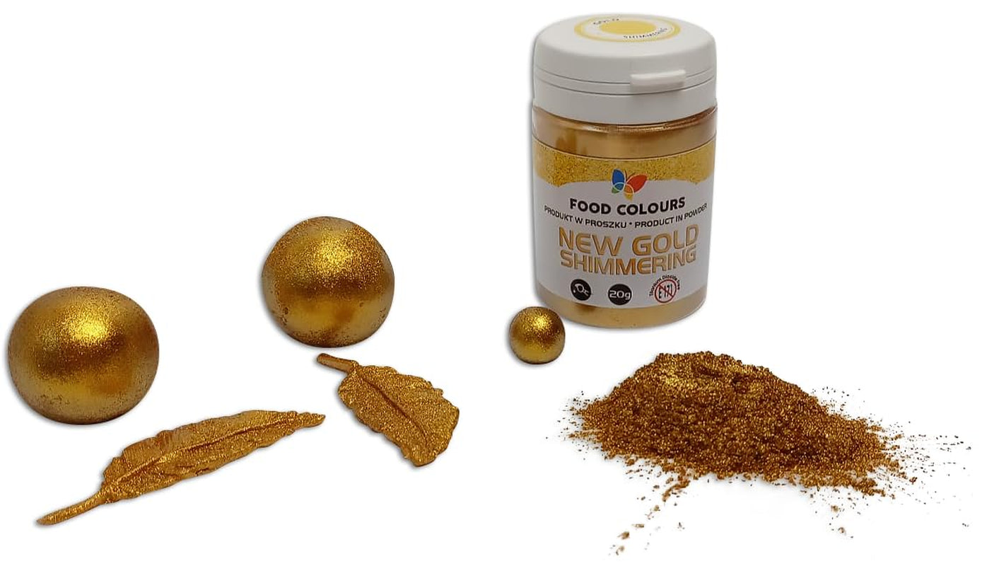 Purpurina comestible efecto metalizado, New Gold Shimmering, 20 gramos Glitter Naty Shop