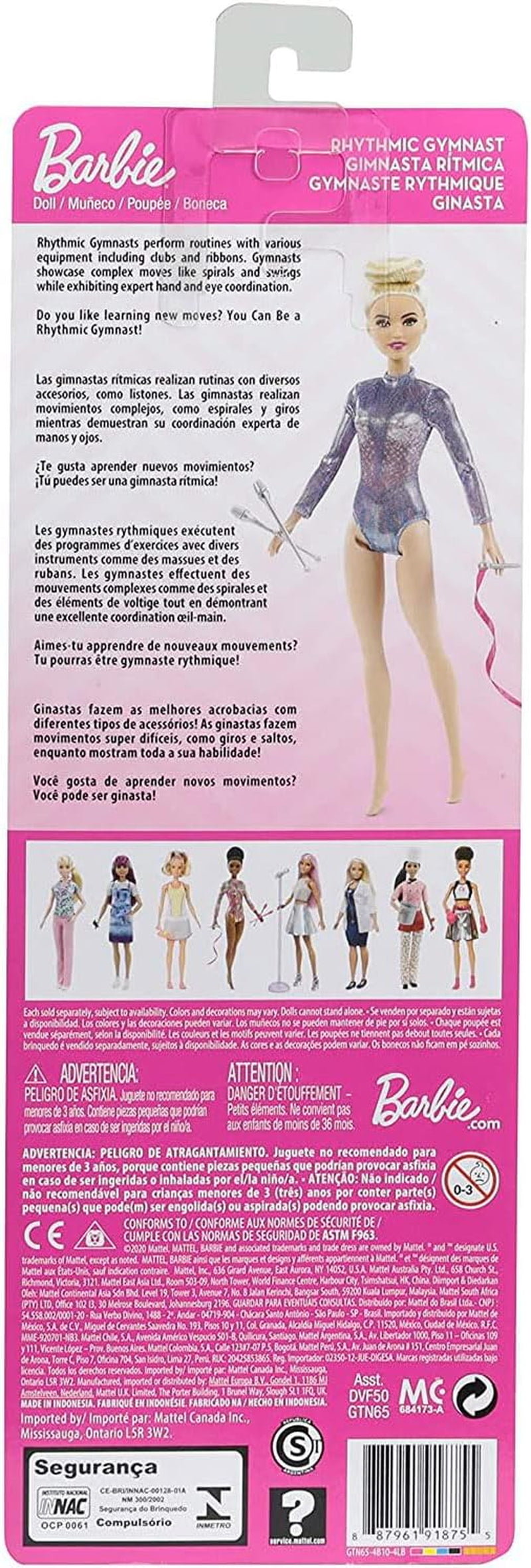 Barbie You Can Be Anything Series-accesorios de gimnasia rítmica con pelo rubio, muñeca incluida, regalo para niños, juguete de 3 años o más, GTN65
