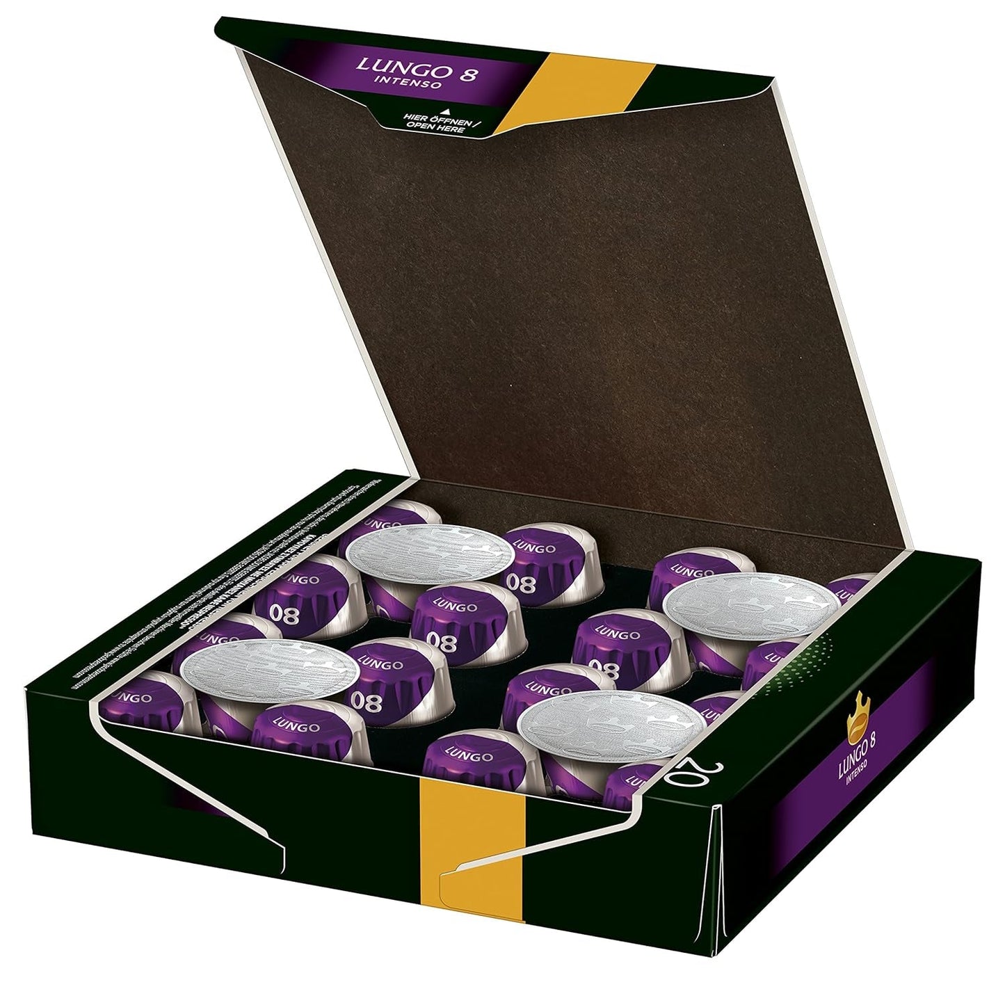 Cafetera Lungo Intenso, intensidad 8 de 12, 10 x 20 tazas y cafetera Lungo Classico, intensidad 6 de 12, 20 cápsulas compatibles con Nespresso®*, 10 x 20 tazas