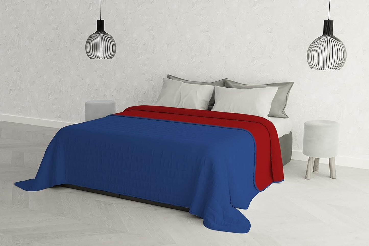 Ropa de cama italiana Estivo cama individual, lino, Aqua, 170 X 270 Cm Edredones y edredones Naty Shop Rosso/Blu Cc1:C43 260 X 270 Cm
