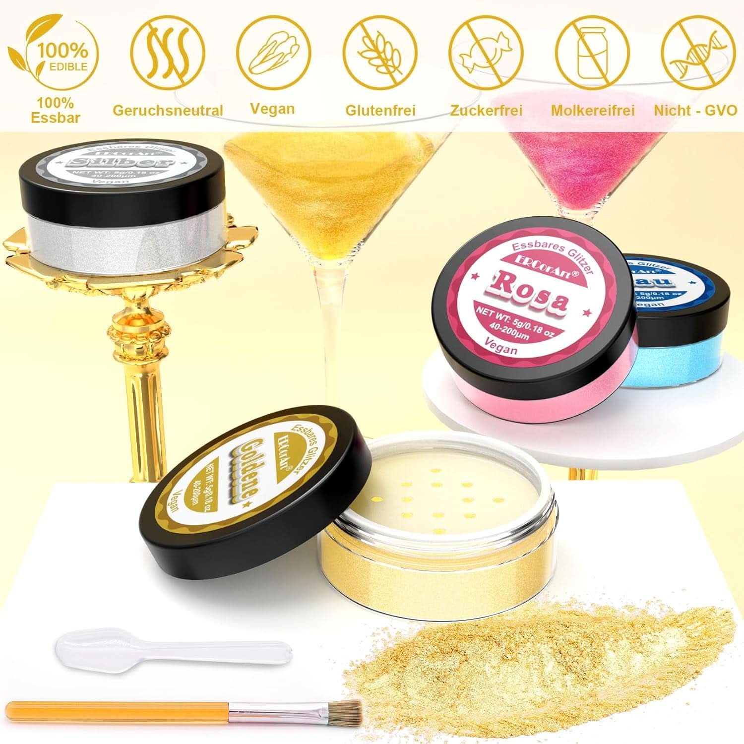 Purpurina comestible, 5 gramos Glitter Nati Shop