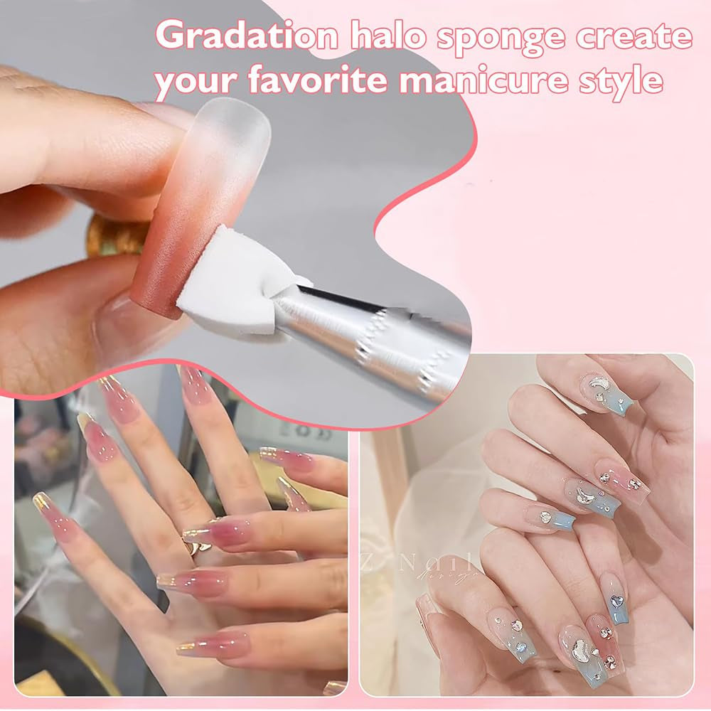 Nagelkunst Schwammpinsel,100 Stück Nail Art Schwämme Mit Metallgreifer,Nagels Zubehör Sponge,Nagel Pinsel,Maniküre Zubehör Für Nägel,Um Eine Varaudzen Von Gradient Nail Art Patterns Zu Ersetlen