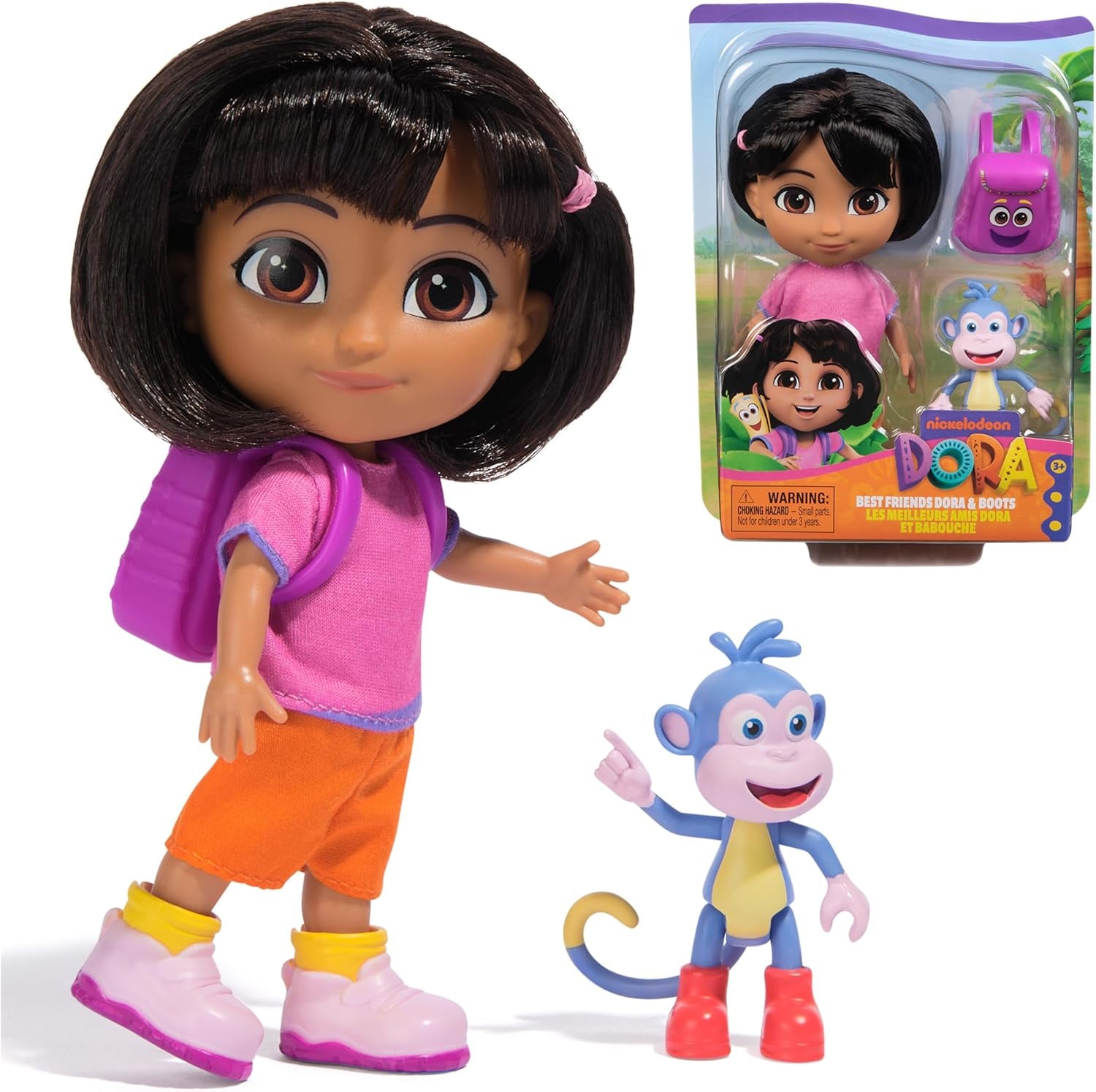DORA - Muñeca Best Friend - Tamaño 22 cm, con pelo peinable, cartera y botas de mono, conocida por la popular serie de televisión, para niños a partir de 3 años