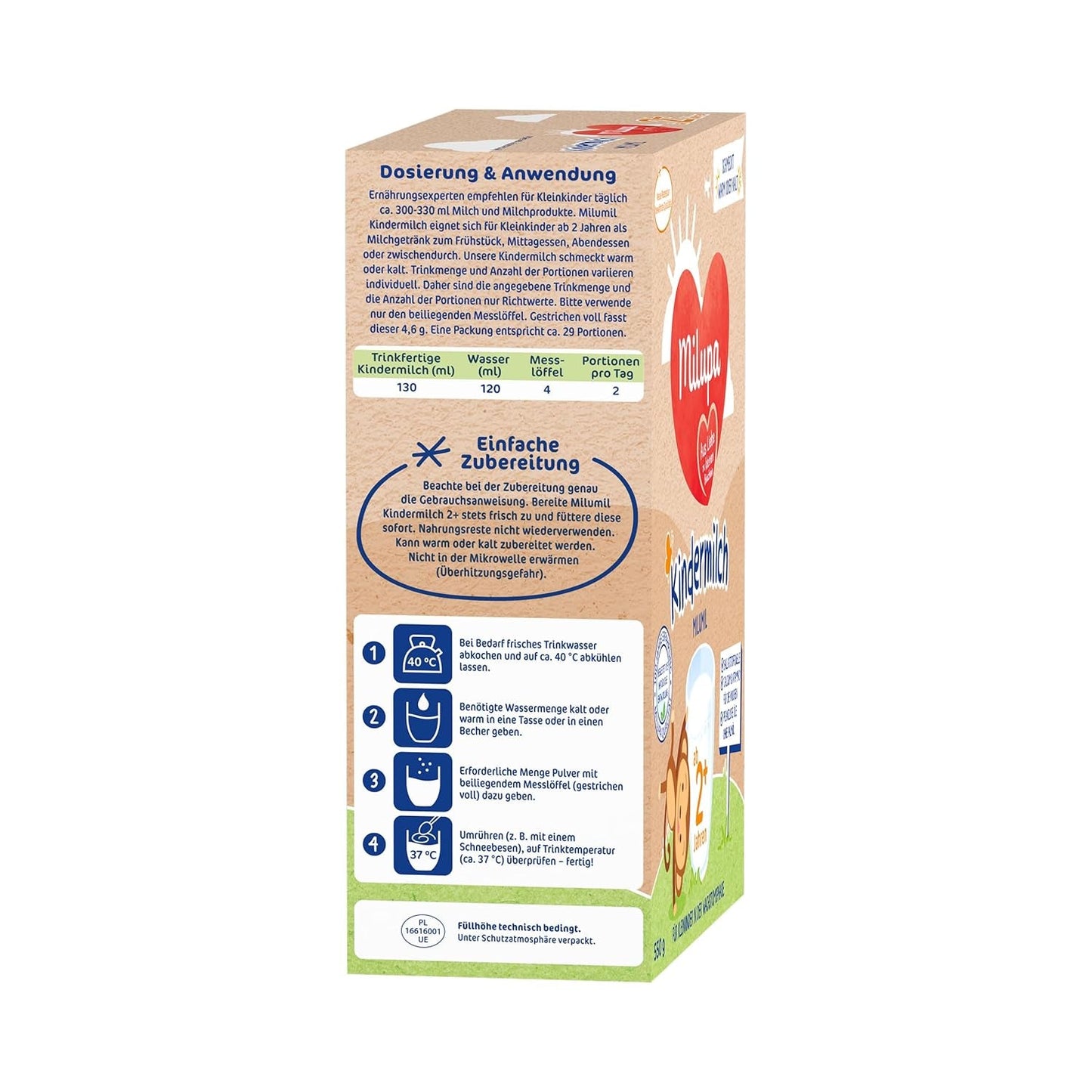 Milupa Milumil Leche de crecimiento 2+ - A partir de 1 año - Para niños pequeños en fase de crecimiento - 5 x 550 g