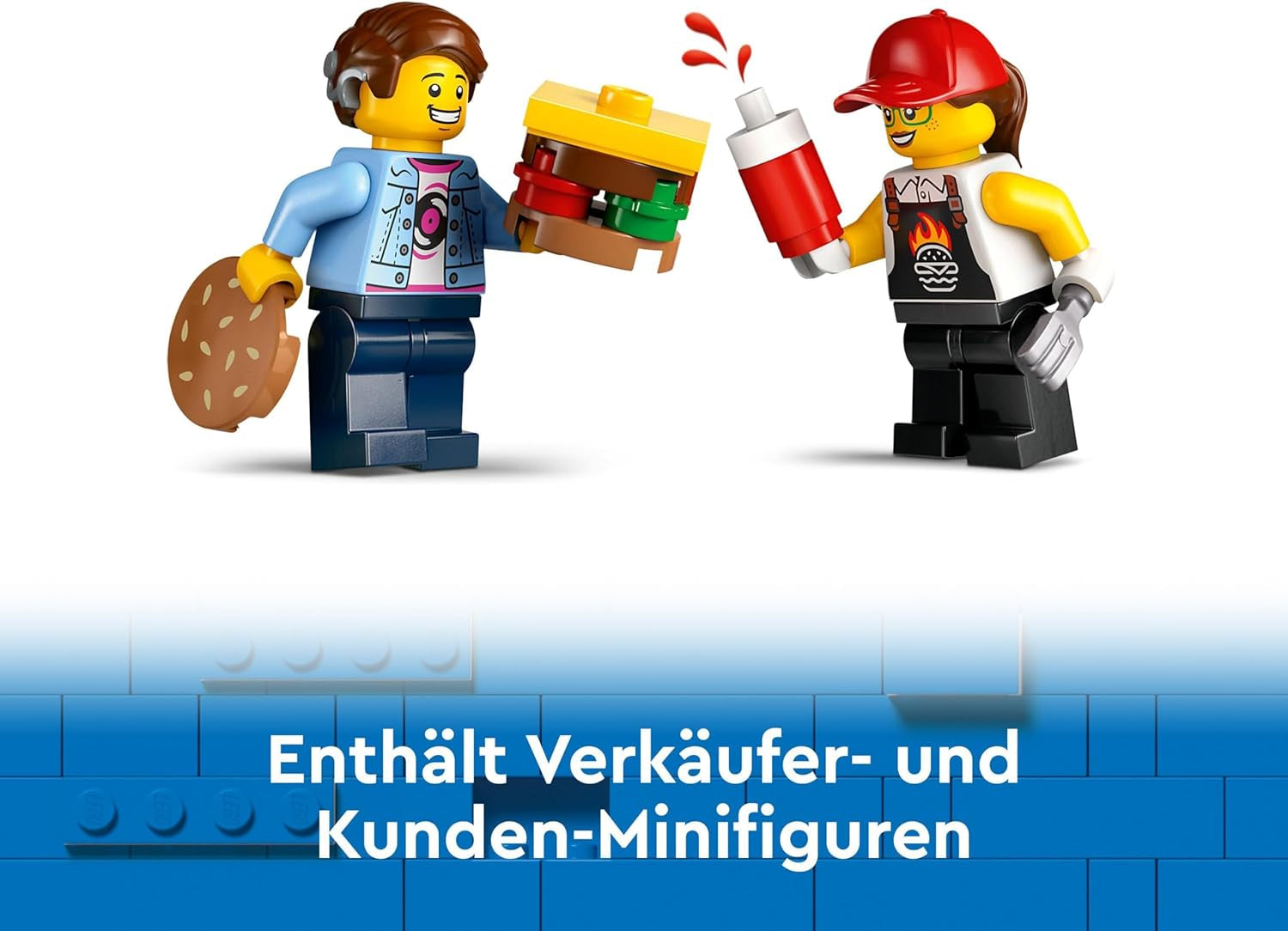 LEGO City Set de Construcción del Camión de Hamburguesas con Coche de Juguete para Niños de 5 Años, Minifigura de Camión de Comida y Accesorios, Regalo Divertido para Niños y Niñas 60404 Juegos de Construcción Besuche den LEGO-Store