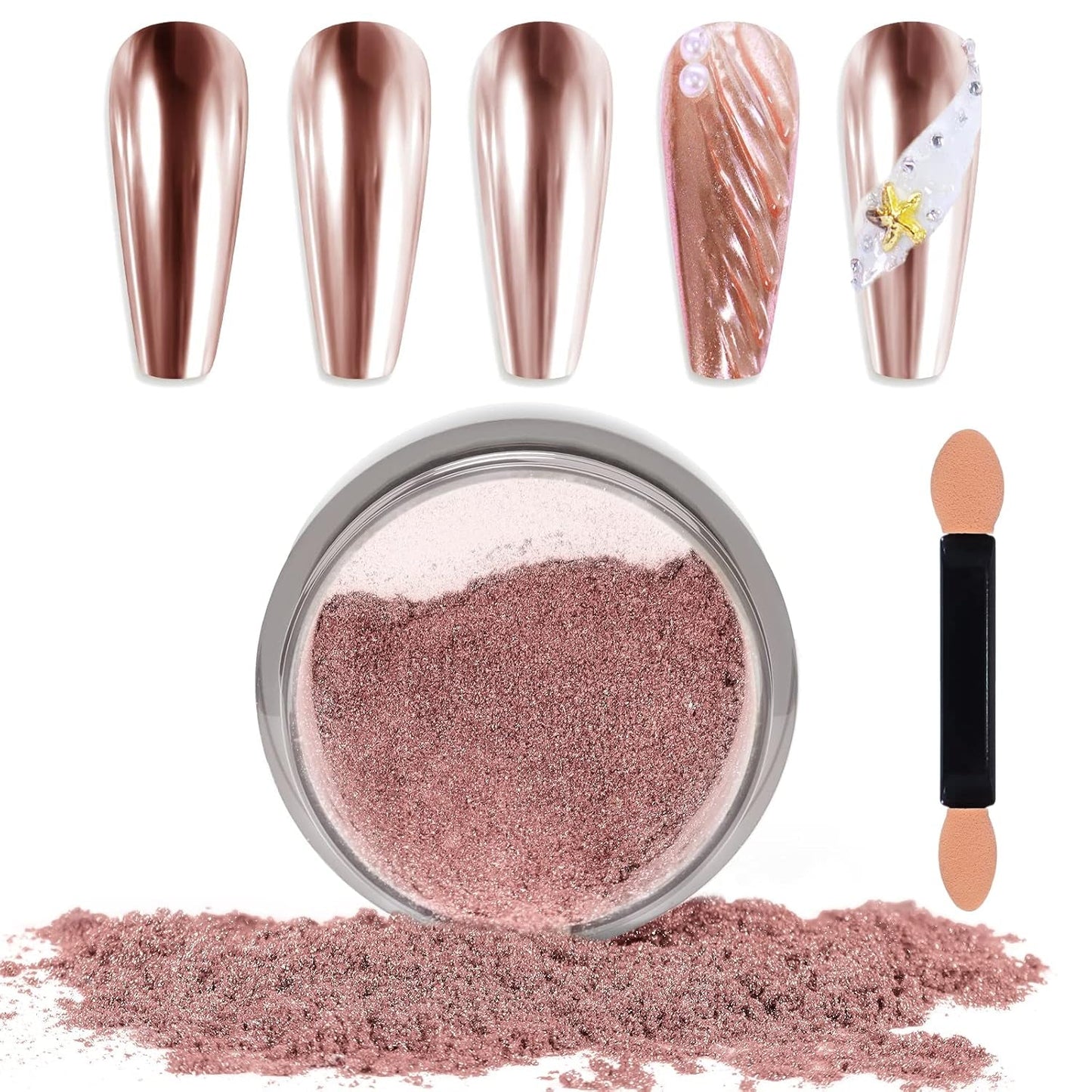 Chrome Nagel Pulver Spiegel Effekt Metallic Staub Holographische Glitter Glasierte Maniküre Dekoration Reflektierendes Pigment para DIY Gel Polish Nail Art, Harz Handwerk, Geschenke Für Gold