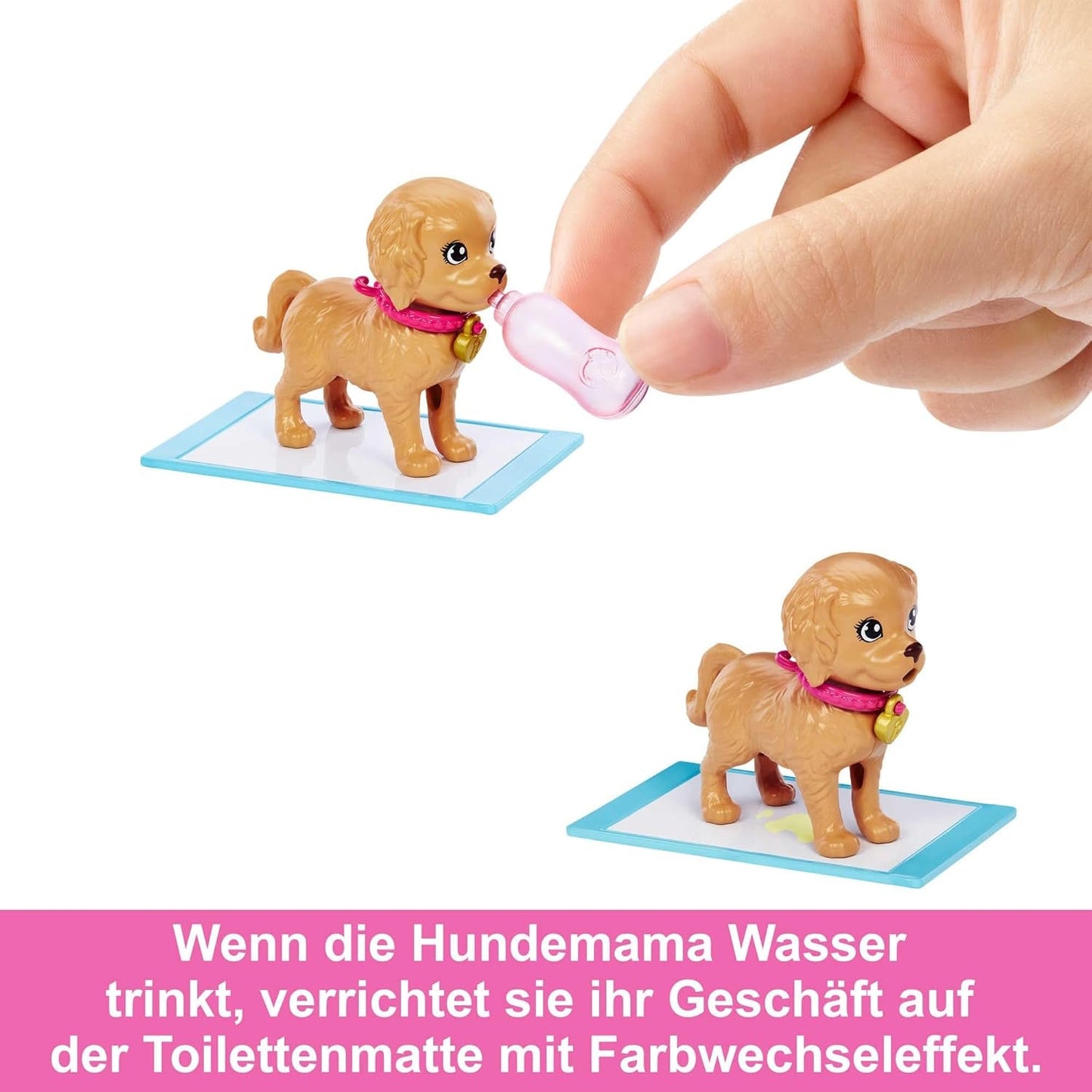 Adopción Barbie Puppy - Muñeca y 2 cachorros, con certificados de adopción, efecto de cambio de color, jaula y accesorios, para niños a partir de 3 años, HKD 86