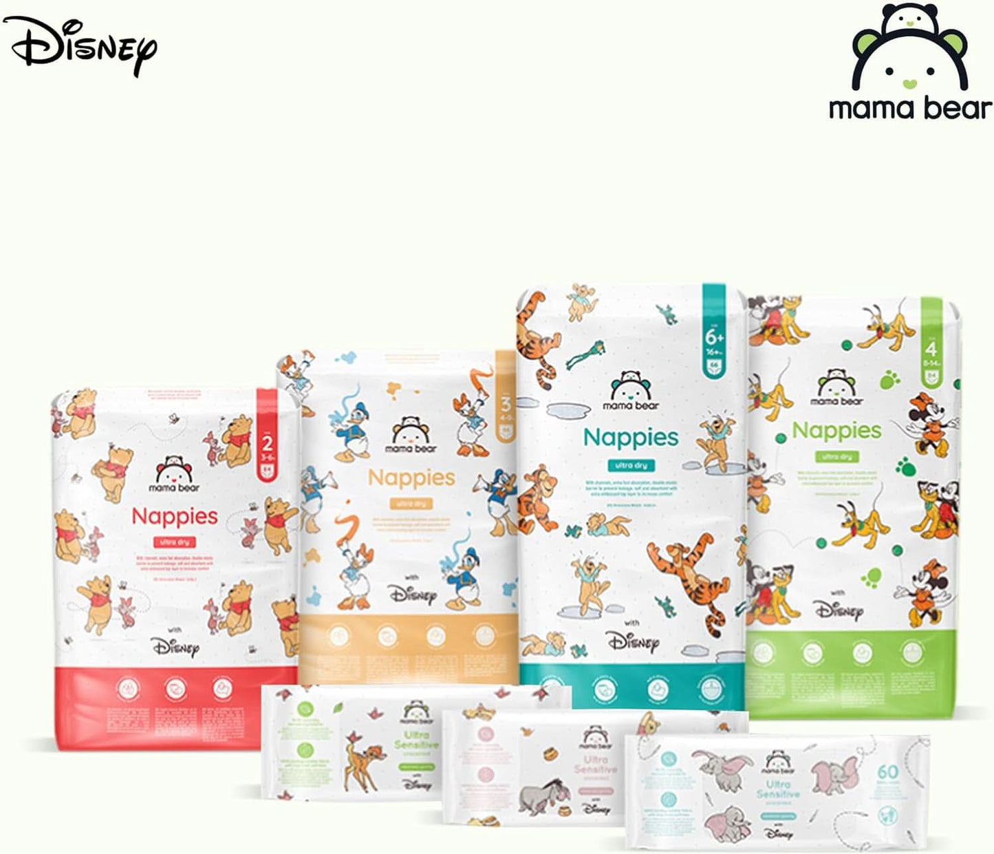 Pañales Mama Bear Disney Ultra Dry talla 4 (8-14 kg), blanco, 84 piezas (1 paquete) Naty Shop