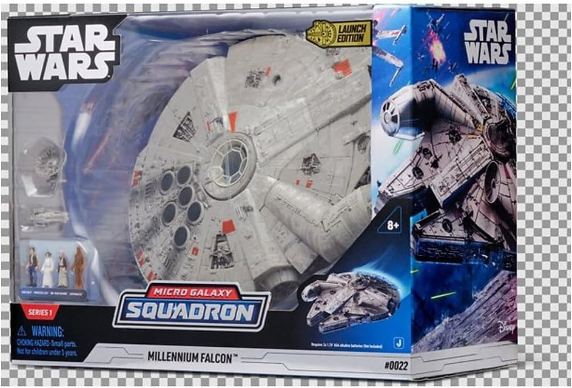 Star Wars Micro Galaxy Squadron SWJ0332 - Halcón Milenario 22,5cm Vehículo Oficial con Luces, Sonido y Figuras de Acción Naty Shop