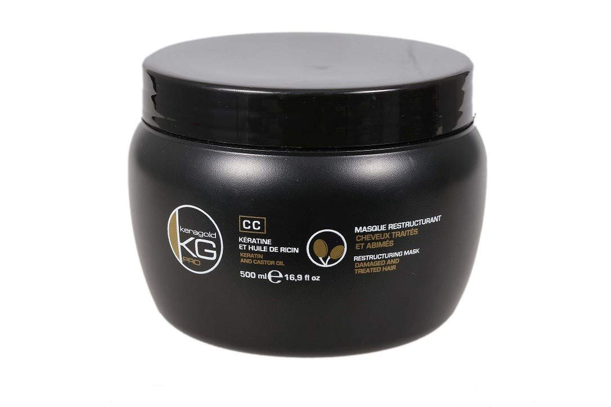 Mascarilla Keragold Pro CC con queratina / aceite de ricino, negro, 500 ml (1 ud) Mascarilla capilar Naty Shop 1
