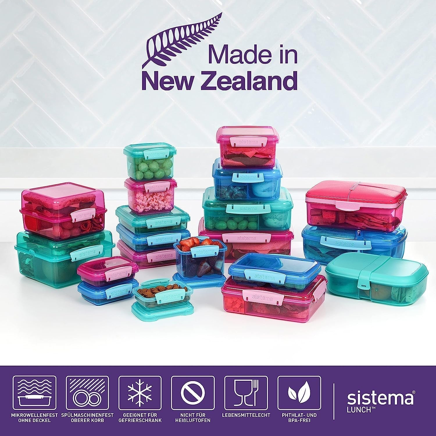 Sistema de caja sándwich para lonchera | 450ml | lonchera apilable y hermética con tapa | para niños y adultos | sin BPA | colores mezclados | Cajas de almacenamiento de alimentos Naty Shop de 3 piezas