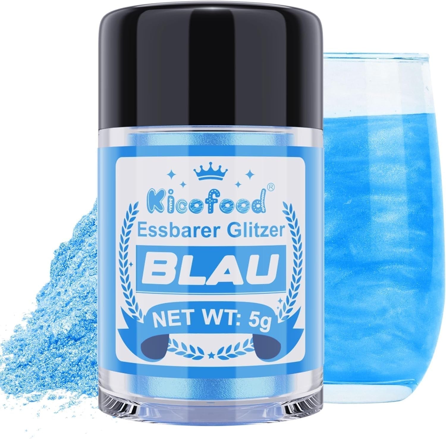 Kicofood, purpurina comestible, 5 gramos, varios colores Glitter Naty Shop Azul