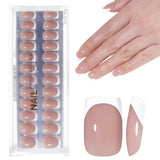 Uñas Francesas Autoadhesivas Rosa Claro - 32 Piezas Pegamento en Uñas Francesas - Uñas Postizas Cortas Cuadradas - Pegamento Transpirable en Uñas Artificiales - Uñas Postizas de Cobertura Completa para Mujer (Rosa Claro)
